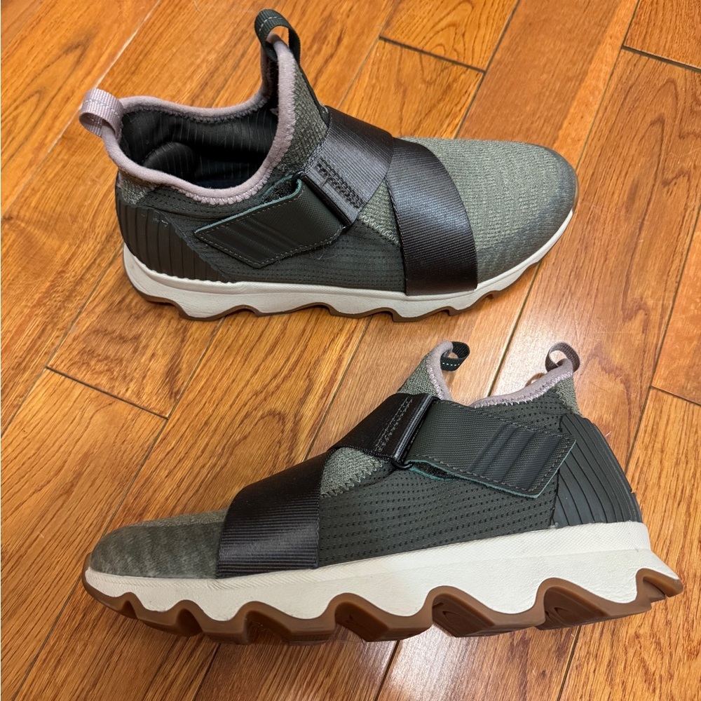 Slip-On Women’s Athletic Sneakers in Olive Green and Black